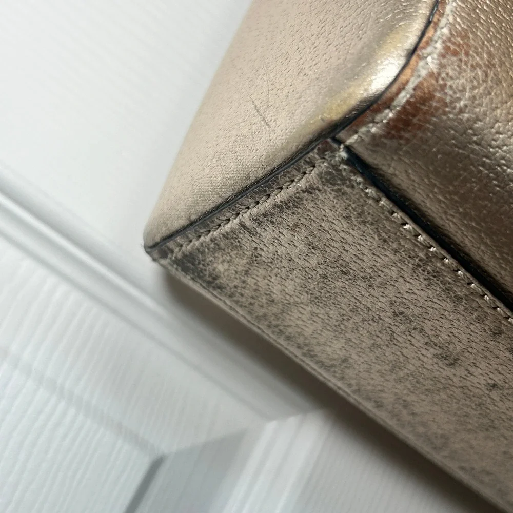 Kate‎ Spade Wellesley Quinn Metallic Gold Leather Tote Shoulder Bag Purse